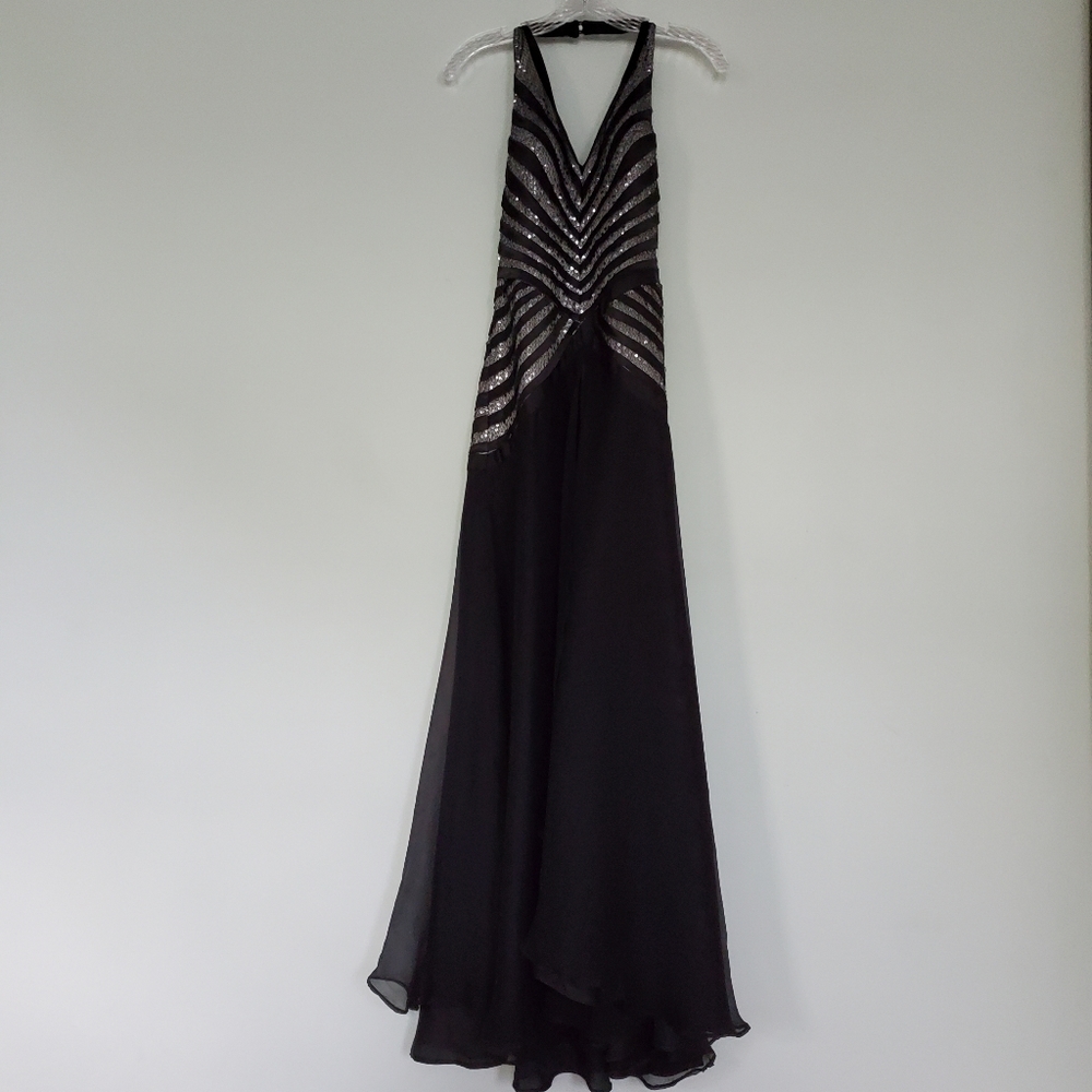 FORMAL HALTER OPEN-BACK SEQUIN DRESS
